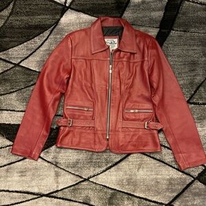 Women's Cherry Red Leather Jacket